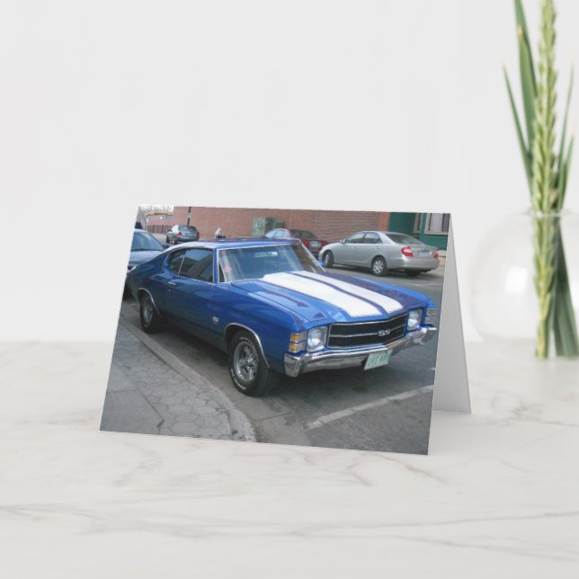 Cartão "Blue Antique Stillwater Car" Get Well Card (Frente)