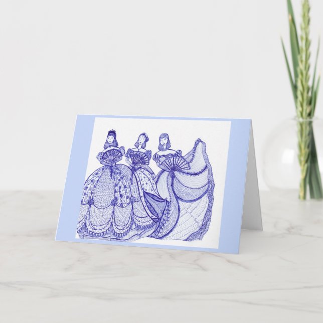 Cartão Blue Belle Blue China Women Greeting Card (Frente)