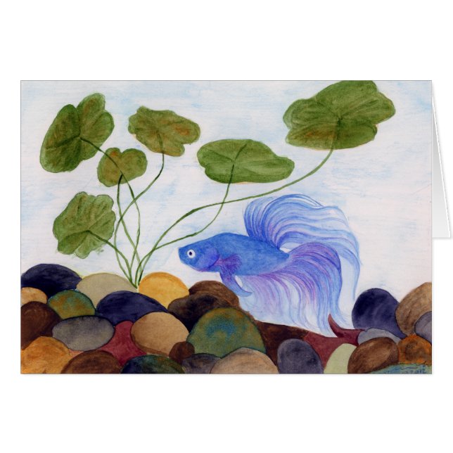 Cartão Blue Betta Fish (Frente Horizontal)