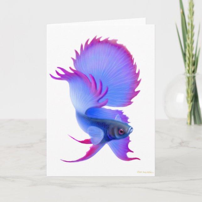 Cartão Blue Betta Fish Greeting Card (Frente)