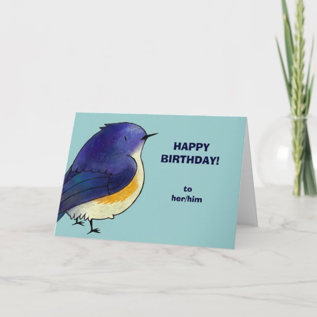 Cartão Blue Birdie Greeting Card(customizable) (Frente)