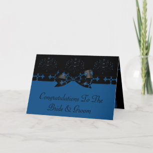 Cartão Blue & Black Gothic Chandelier & Cross Wedding