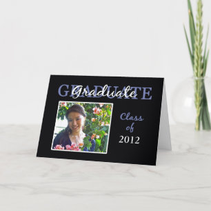 Cartão Blue/Black Graduation Congratulations Photo Card