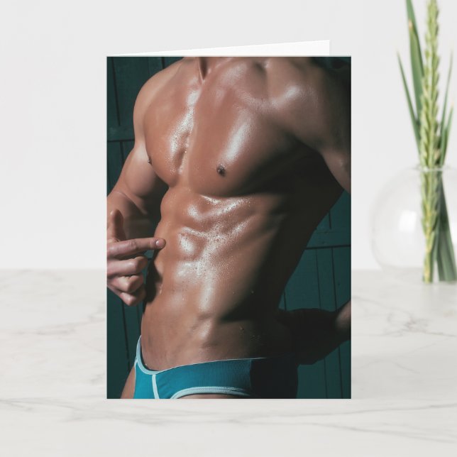 Cartão Blue Briefs Hot Guy Greetings Card (Frente)