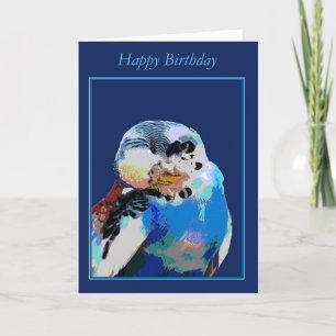 Cartão Blue Budgerigar Birthday Card