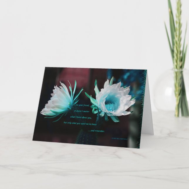 Cartão "Blue Cactus #70" com poema: Definição de Amizade (Frente)