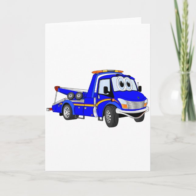 Cartão Blue Cartoon Tow Truck (Frente)