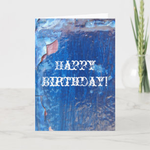 Cartão Blue Cracked Peeling Paint, Happy Birthday!