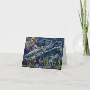 Cartão "Blue Cuttlefish", a cuttlefish greeting card