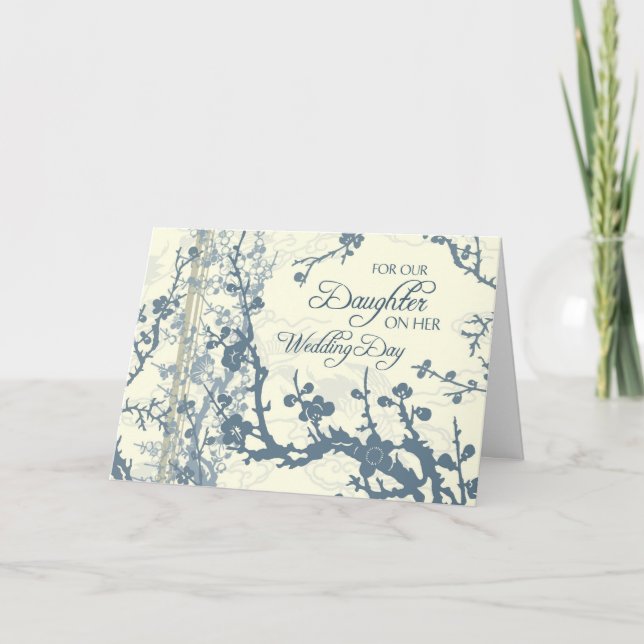 Cartão Blue Daughter Wedding Congratulations Card (Frente)