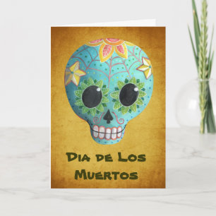 Cartão Blue Dia de Los Muertos Art Sugar Skull