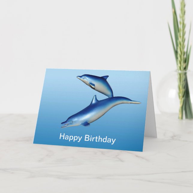 Cartão Blue Dolphins Birthday (Frente)