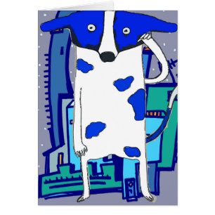Cartão Blue Dot Dog Invades Earth