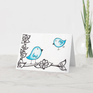 Cartão Blue Dotty Birds Greetings Card