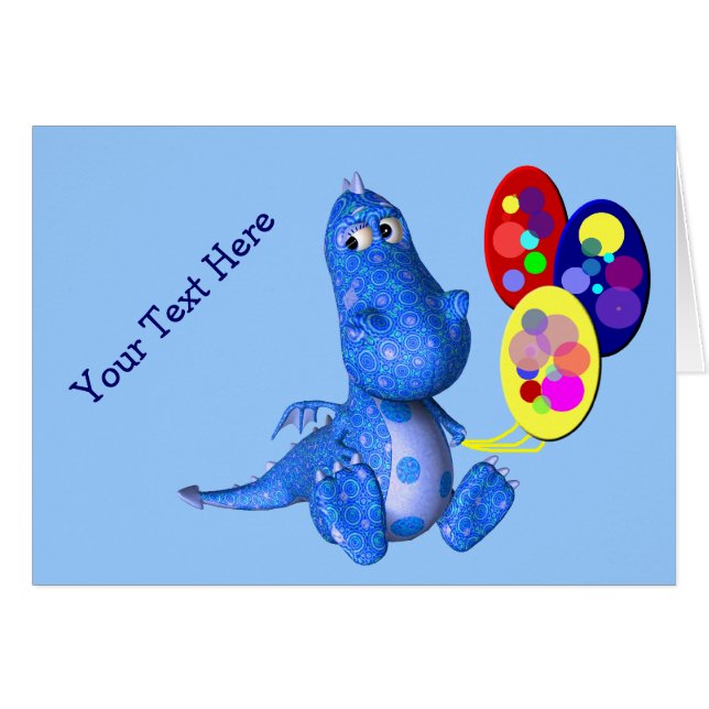 Cartão Blue Dragon And Balloons Card (Frente horizontal)