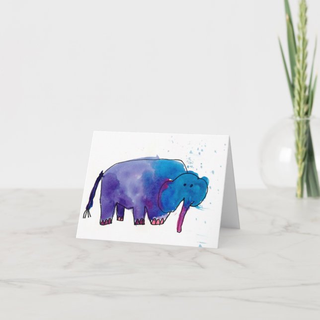 Cartão Blue Elephant • Gracie Glaser, Age 6 (Frente)