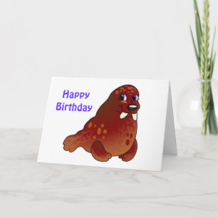 Cartão Blue Eyed Baby Walrus Birthday