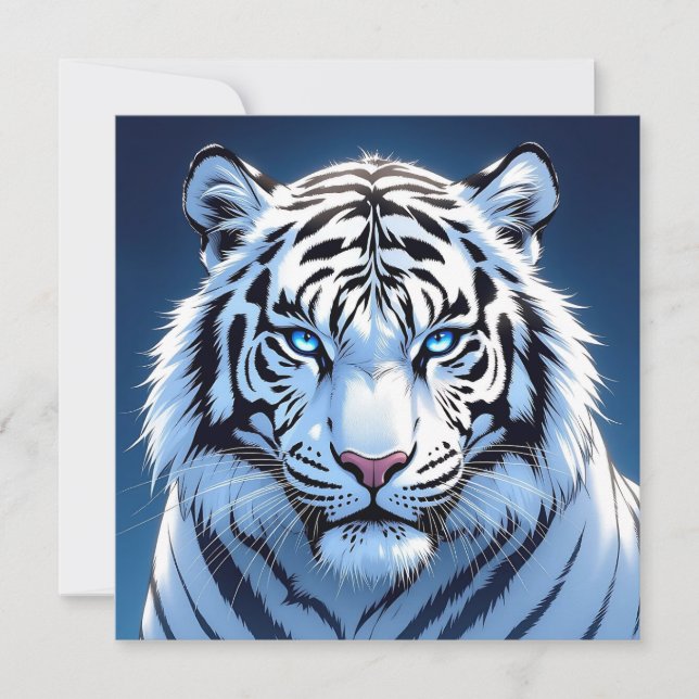 Cartão Blue eyed White Tiger   (Frente)