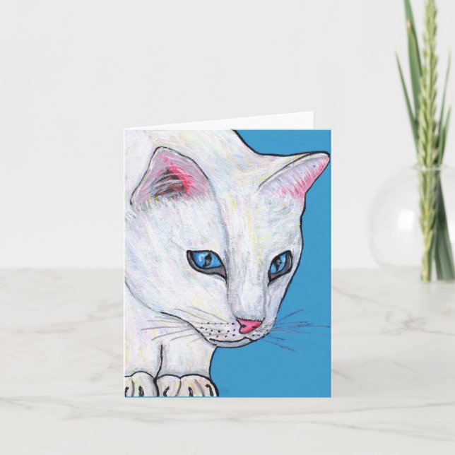 Cartão Blue Eyes White Cat Note Card (Frente)