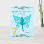 Cartão Blue Fairy Sister 7th Birthday<br><div class="desc">Blue Fairy 7th birthday card features a blue fairy on a cloudy blue background and a large number 7 on the front of the card. This card can be personalized from to Daughter, Granddaughter, Sister , Niece or Cousin or the wording removed if desired. A lovely design for any little...</div>