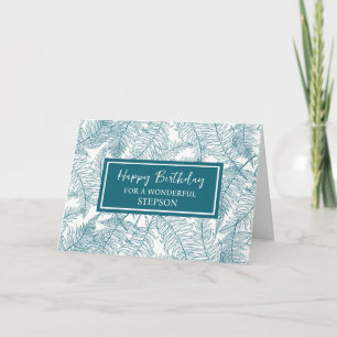 Cartão Blue Ferns Stepson Birthday