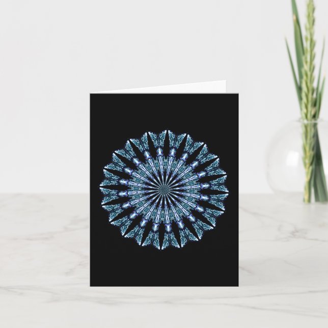 Cartão Blue filigree mandala, note card (Frente)