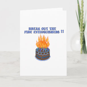 Cartão Blue Fire Extinguishers Birthday Cake