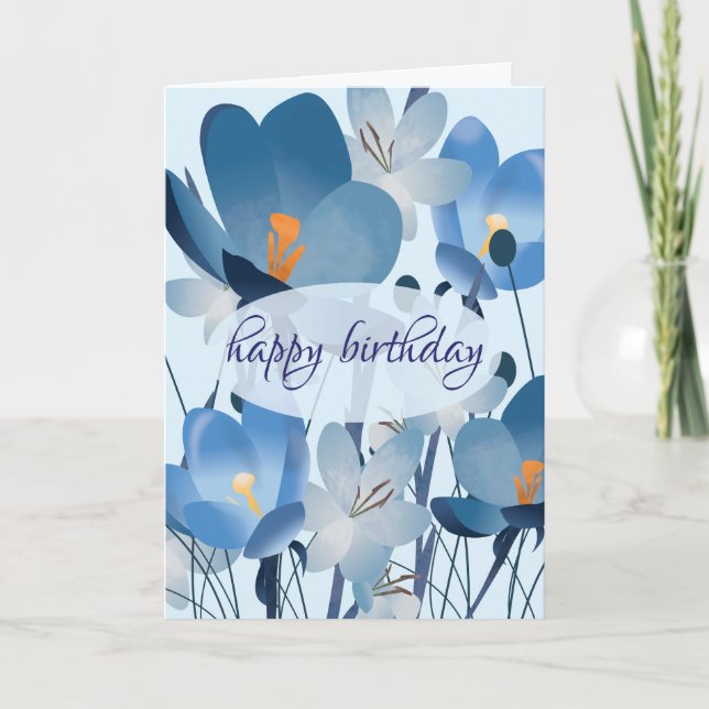 Cartão Blue Floral Birthday (Frente)