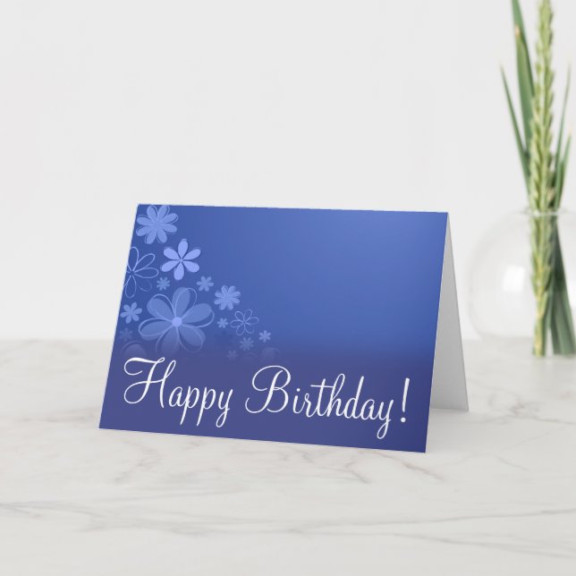 Cartão Blue Floral "Birthday Card" (Frente)
