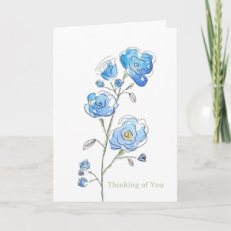 Cartão Blue Floral Thinking of You Card (Blank Inside)