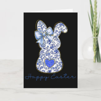 Cartão Blue Floral Toile Chinoiserie Bunny Easter For Gir