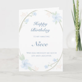Cartão Blue Floral Wreath Niece Birthday