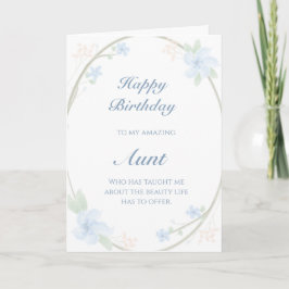 Cartão Blue Floral Wreath Tia Birthday