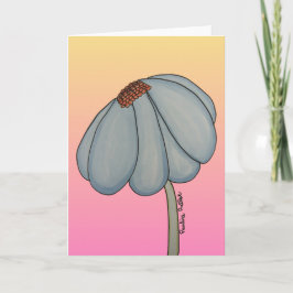 Cartão Blue Flower with pink background
