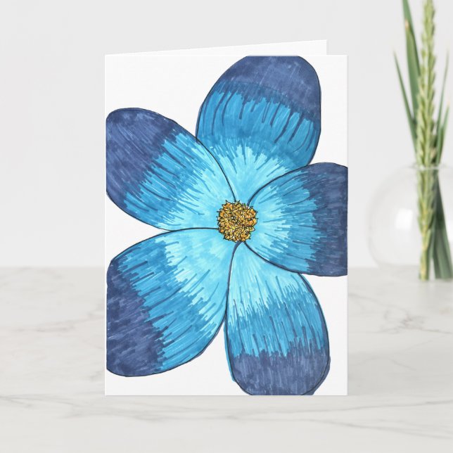 Cartão Blue Flower with white background blank (Frente)