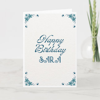 Cartão Blue Flowers Happy Birthday Card