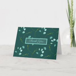 Cartão Blue Garden Watercolor Stems Casamento Obrigado