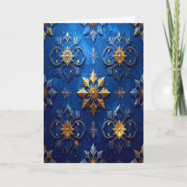 Cartão Blue Gold Decorative Holiday Card