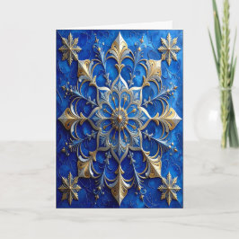 Cartão Blue Gold Decorative Holiday Card