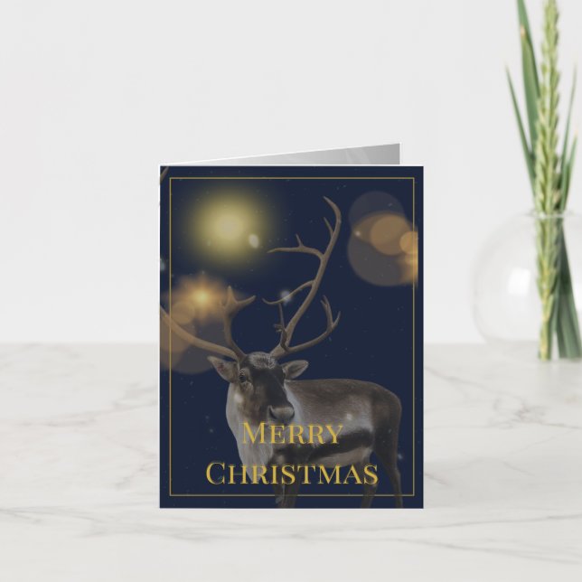 Cartão Blue & Gold Holiday Greeting Card (4 Pages) (Frente)