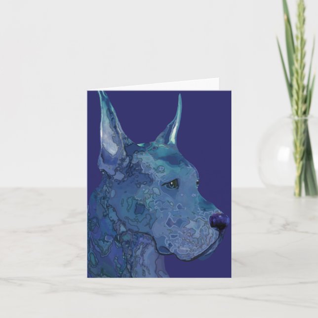 Cartão Blue Great Dane in Batik Greeting Card (Frente)