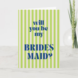 Cartão Blue + Green Modern Stripe Bridesmaid Proposal