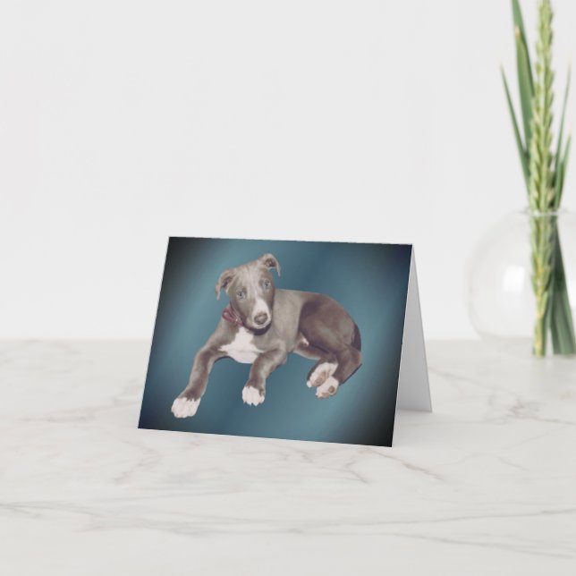 Cartão Blue Greyhound Puppy Dog Personalized Note (Frente)