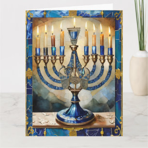 Cartão Blue Hanukkah Menorah