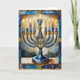 Cartão Blue Hanukkah Menorah