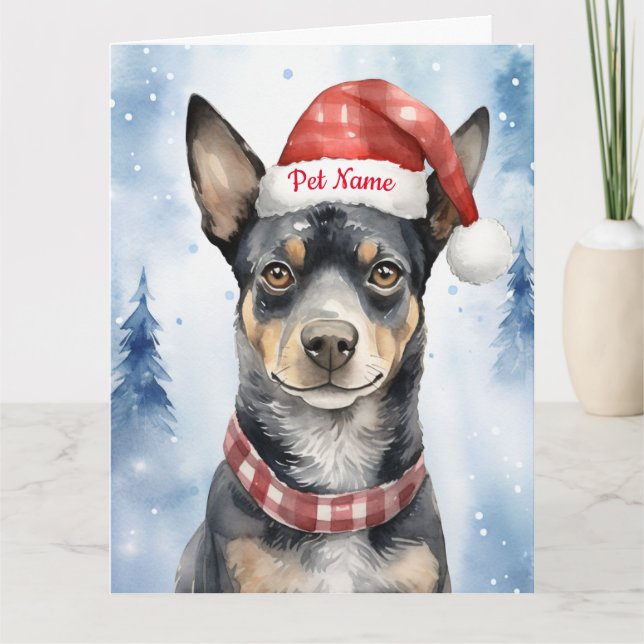 Cartão Blue Heeler Christmas personalizado (Frente)