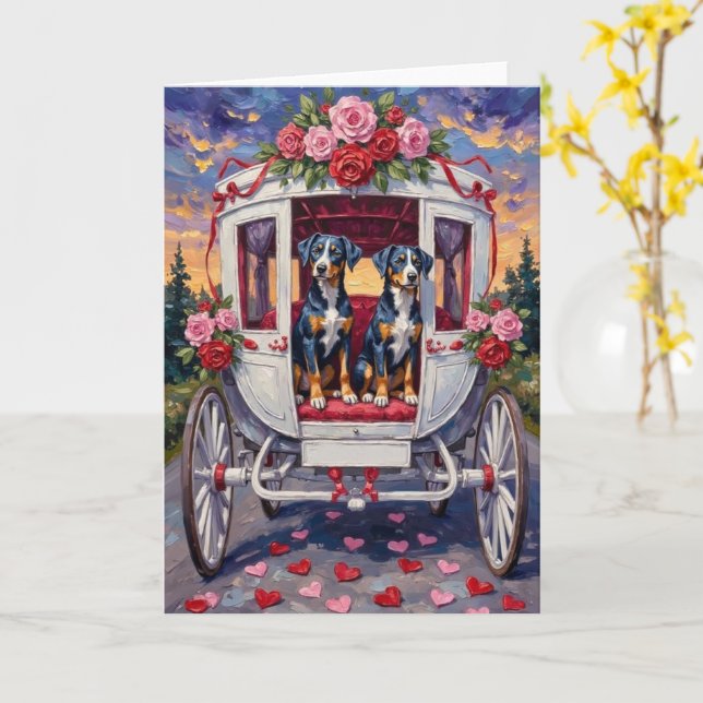 Cartão Blue Heeler Dog Valentine's Day (Flor Amarela)