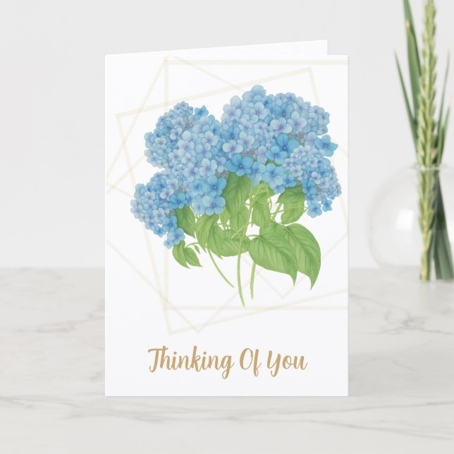 Cartão Blue Hydrangea Floral | Custom Thinking of You Car (Frente)