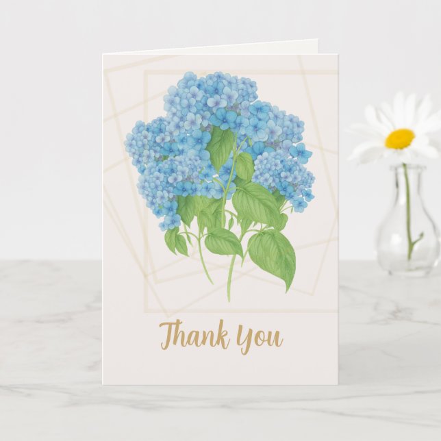 Cartão Blue Hydrangea Floral | Thank You  (Planta pequena)
