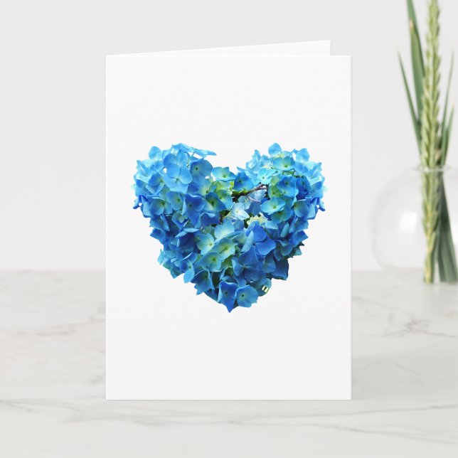 Cartão Blue Hydrangea Heart (Frente)
